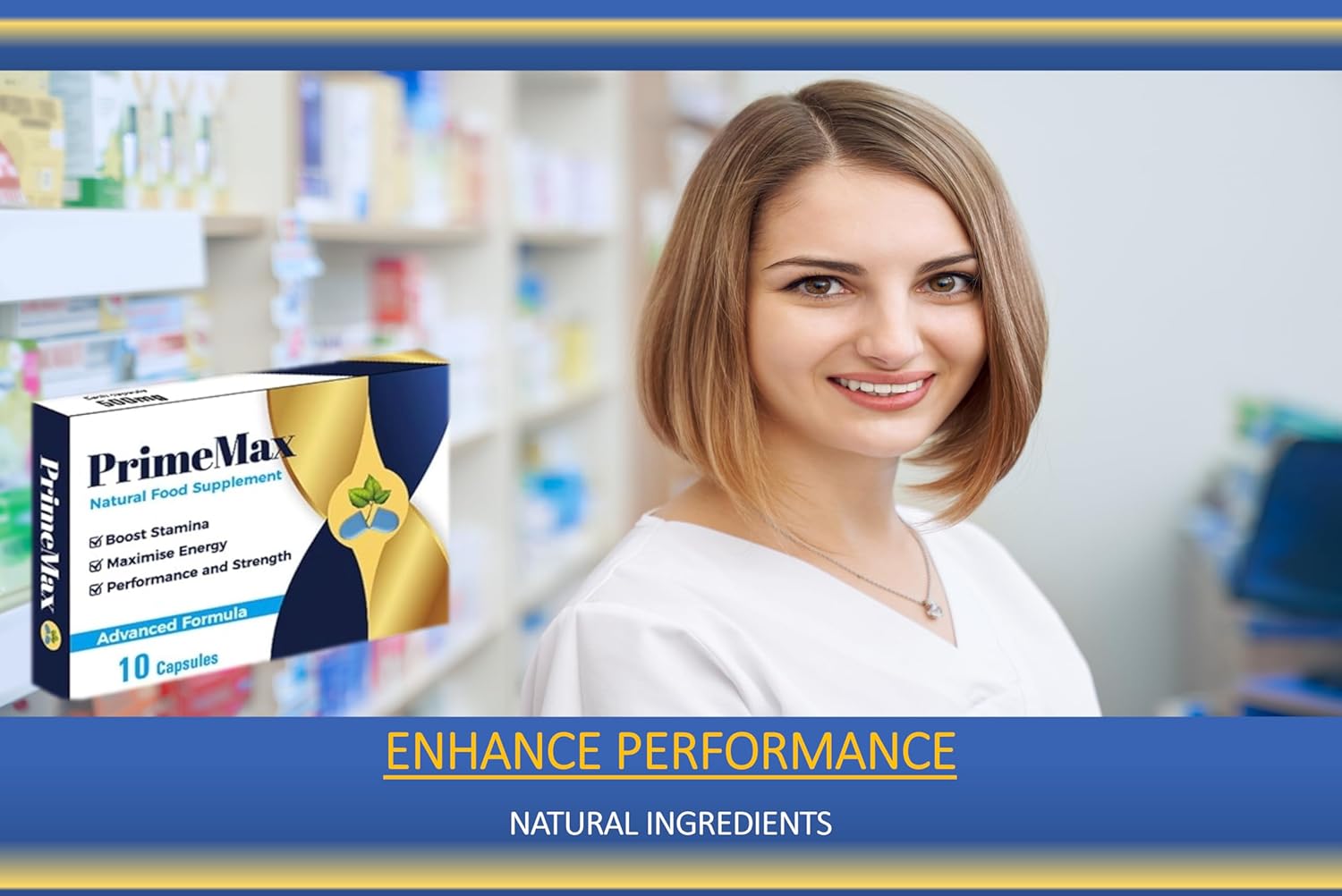PrimeMax - New Stronger Formula for Men - Ultra Strong Performance Enhancing Pills, Stamina Endurance Booster Blue Supplement Pills for Men - 10 Ginseng Capsules 500MG