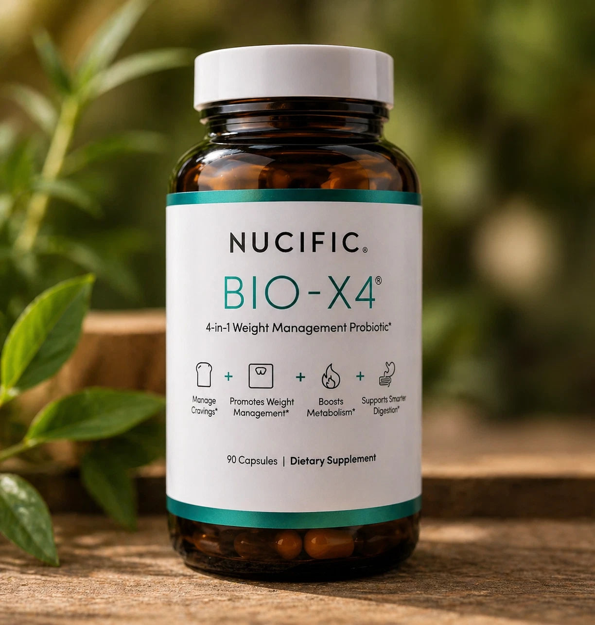 Nucific Bio-X4 4-in-1 Probiotic Digestive Weight Support 90 Capsules.